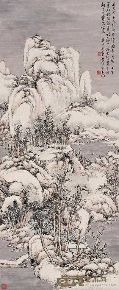 吴徵 庚辰（1940）年作 千崖积雪 立轴 121×50cm